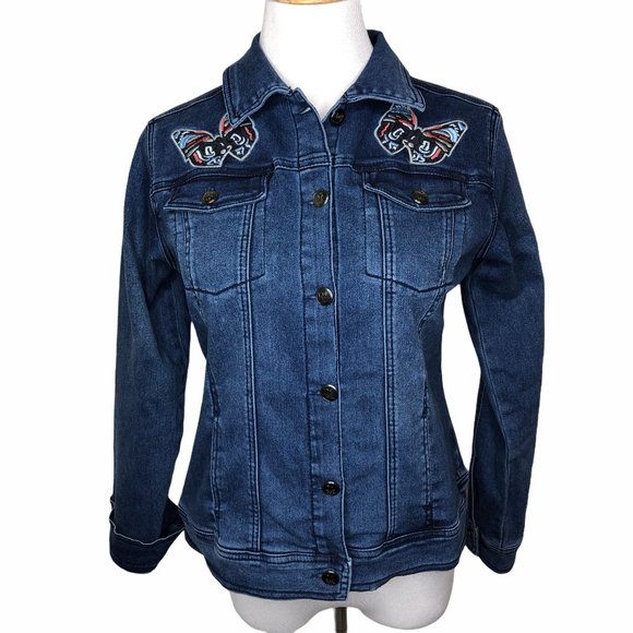 DG2 Stretch Denim Jacket Indigo Embroidered S - Picture 1 of 11